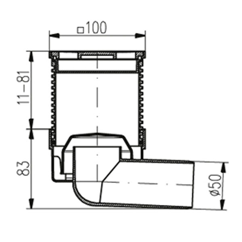 Двухкорпусный трап с гидрозатвором MCH 413 DN50 100х100мм