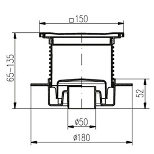 Трап с гидрозатвором MCH 440L DN50 150х150мм
