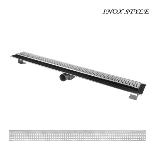 Душевой канал с горизонтальным фланцем Inox Style 885x80 | решетка "Квадрат big & small"
