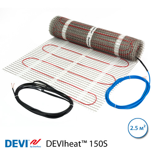Нагревательный мат DEVIheat™ 150S, 2,5 м2, 375 Вт, одножильный (140F0332)