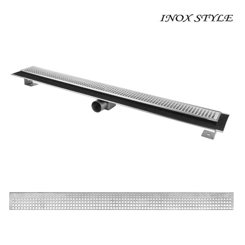 Душевой канал с горизонтальным фланцем Inox Style 785x80 | решетка "Круги big & small"
