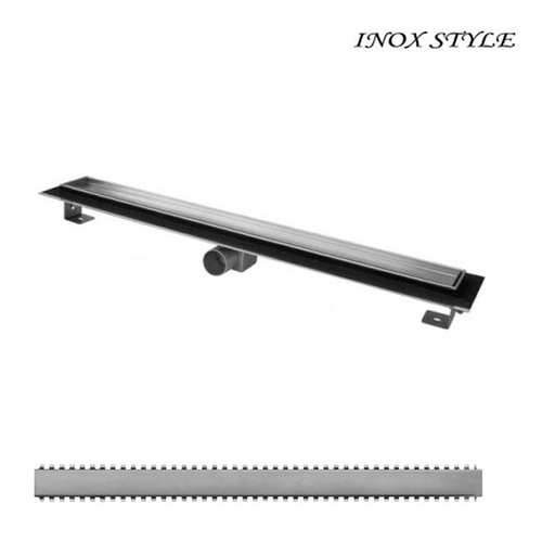 Душовий канал із горизонтальним фланцем Inox Style 985x80 | грати "Натуральний камінь"