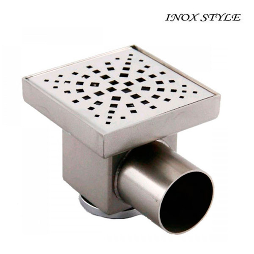 Душовий трап із нержавіючої сталі Inox Style 100x100 мм | грати "Квадрат big &amp; small"