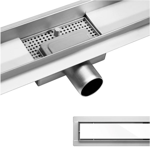 Душовий канал Fala 800 мм грати White glass