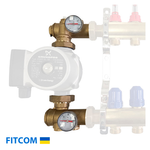 Универсальный смесительный узел теплого пола Fitcom (левый)