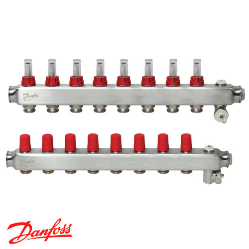 Danfoss SSM-8F Колектори із н/ж сталі 8+8 | з витратомірами (088U0758)