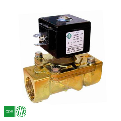 Клапан електромагнітний ODE 21HT4KOY160 NC 1/2", ΔPmin/max=0/14 бар, kv=40, NBR+PA (-10...+90°С)