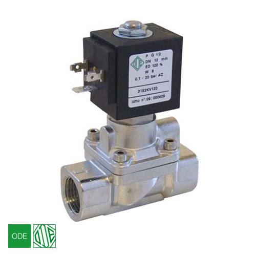 Електромагнітний клапан ODE 21X2KE120 NC 1/2", ΔPmin/max=0.1/20 бар, kv=35, EPDM (-10...+140°С)