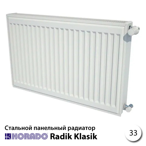 Стальной радиатор Korado Radik 33К 400x2000 4337W (боковое подключение)