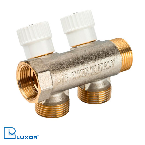 Колектор латунний Luxor CP 462 G1" х G1/2" ЕК на 2 виходи (68513302NEU)
