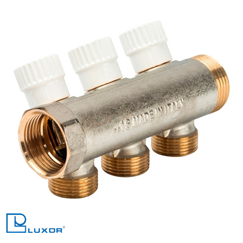 Коллектор для воды латунный Luxor CP 463 G1" х G1/2" ЕК на 3 выхода (68513303NEU)