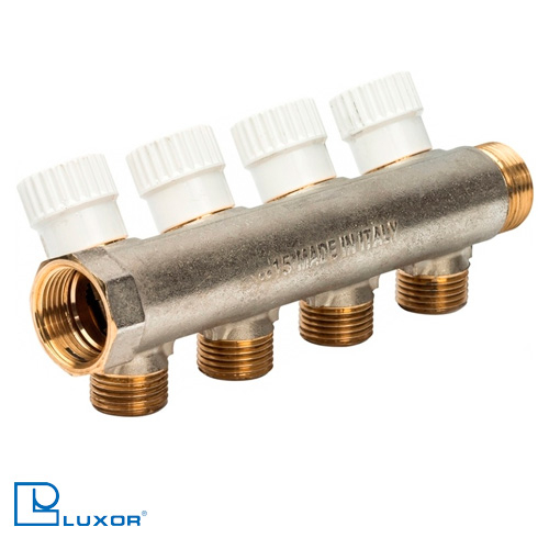 Колектор для води латунний Luxor CP 464 G1" х G1/2" ЕК на 4 виходи (68513304NEU)