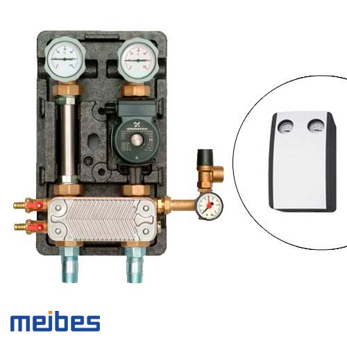 Насосная группа Meibes D-UK-HE 1", Ду25, т/о 20 пласт. (104.10.025.20GFP) + Grundfos UPS 25-60 н/ж