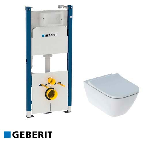 Комплект - Инсталляция Geberit Duofix 458.126.00.1 + унитаз Geberit Smyle Square 500.683.00.2 с сиденьем