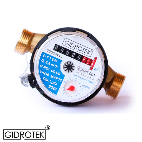 Счетчик холодной воды Gidrotek (Гидротек) E-T 1,6-U 110 мм (Ду15)