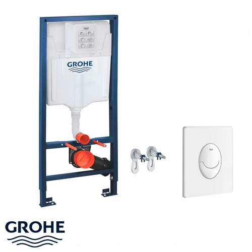 Инсталляция для унитаза 3 в 1 Grohe Rapid SL, кнопка Skate Air белая (38722001)