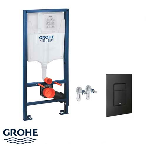 Инсталляция для унитаза 3 в 1 Grohe Solido, кнопка Even matt black (38811KF0)