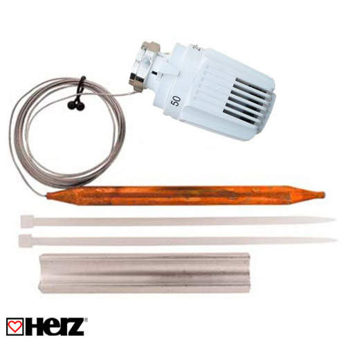 Термоголовка HERZ KLASSIK М28х1,5 40-70°С з виносним (накладним) датчиком капіляр 2000мм (1742100)