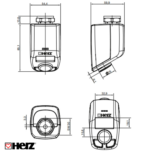 Электронная термоголовка HERZ ETK М28х1,5 с программированием по времени (1825010)