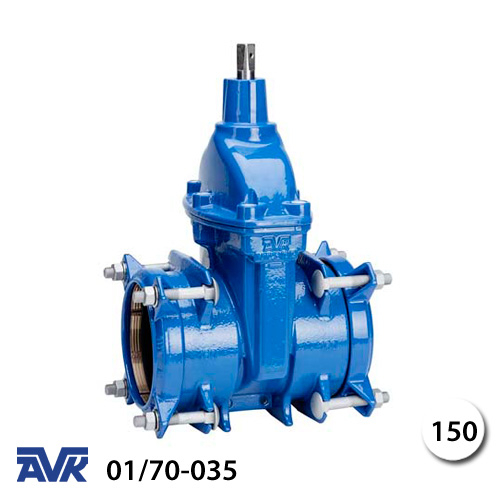 Клиновая раструбная задвижка для ПВХ и ПЭ труб AVK 01/70-035 Dn 150 Ø 160мм Рn 16