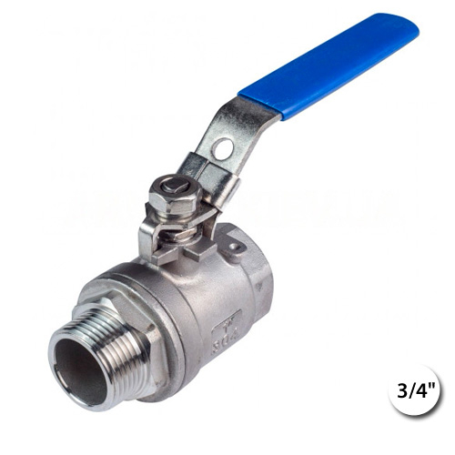 Кран кульовий нержавіючий 3/4" ВН Ду 20 Ру 63 AISI304