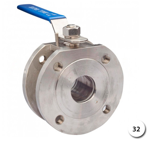 Кран фланцевый нержавеющий Ду 32 Ру 16 AISI304 моноблочный