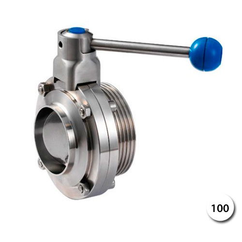 Затвор дисковий нержавіючий різьблення/зварювання Ду 100 Ру 10 AISI304