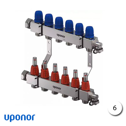 Коллектор из н/ж стали Uponor Vario C FM 6x3/4 Euro | 6 контуров (1133474)