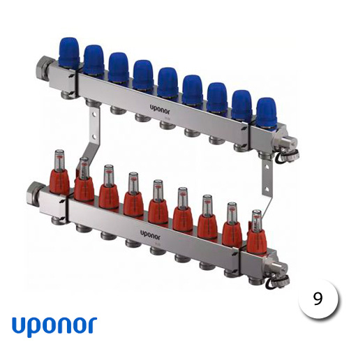 Коллектор из н/ж стали Uponor Vario C FM 9x3/4 Euro | 9 контуров (1133477)