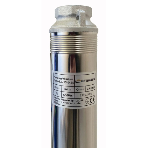 Скважинный насос 3" OPTIMA PM 3SDm2.5/15, 0.55 кВт, 65 м, 1~230В, кабель 15 м (000019664)
