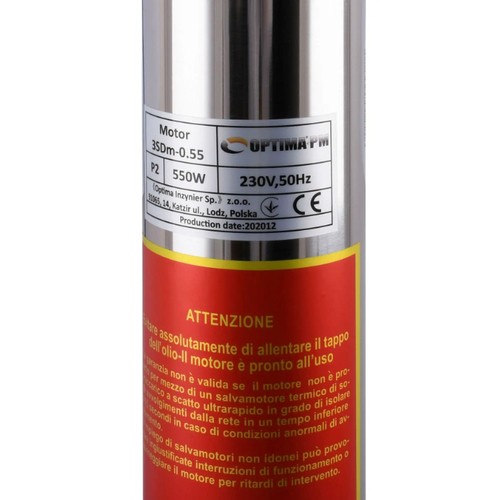 Свердловинний насос 3" OPTIMA PM 3SDm2.5/15, 0.55 кВт, 65 м, 1~230В, кабель 40 м (000021404)