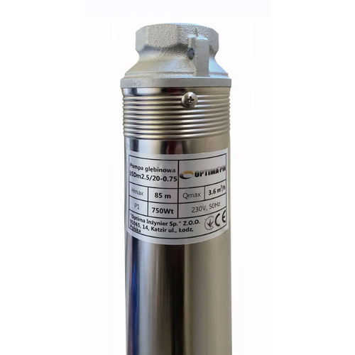 Скважинный насос 3" OPTIMA PM 3SDm2.5/20, 0.75 кВт, 90 м, 1~230В, кабель 15 м (000019671)