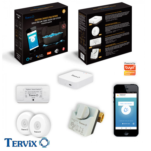 Система захисту від потопу для розумного будинку Tervix ZigBee Water Stop на 2 труби 3/4" (4922612)