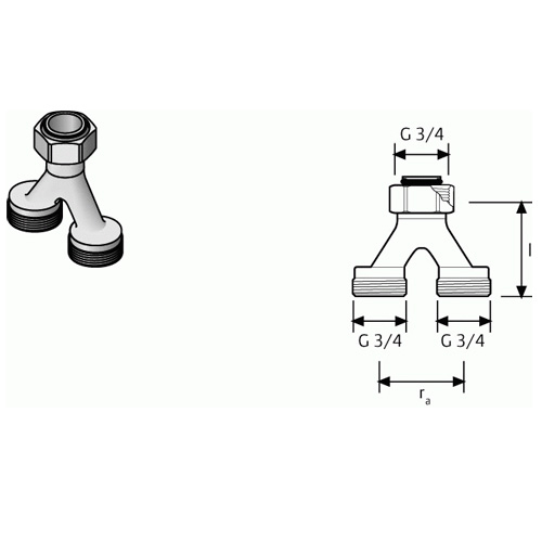 Трійник Y-подібний під євроконус Uponor 2xG3/4-3/4"Euro комплект 2 шт (1005675)
