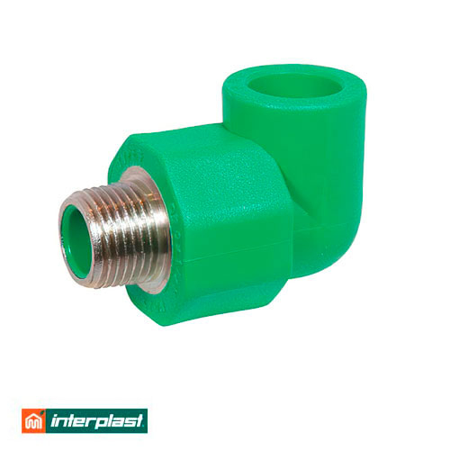 Коліно поліпропіленове 90° 20x1/2" Interplast PPR Green PN30 з зовнішнім різьбленням (790132012)