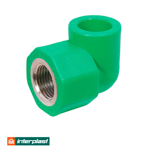 Коліно поліпропіленове 90° 25x3/4" Interplast PPR Green PN30 з внутрішнім різьбленням (790142534)