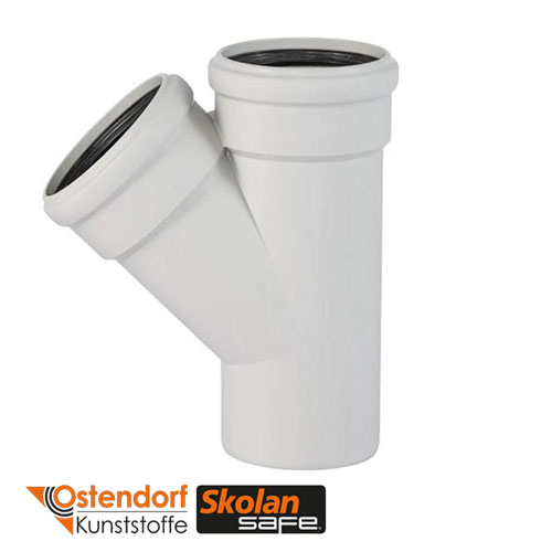 Тройник Ostendorf Skolan бесшумный 45° 58/58 мм