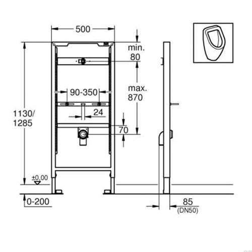 Инсталляция для писсуара Grohe Rapid SL 1,13 м (38517001)