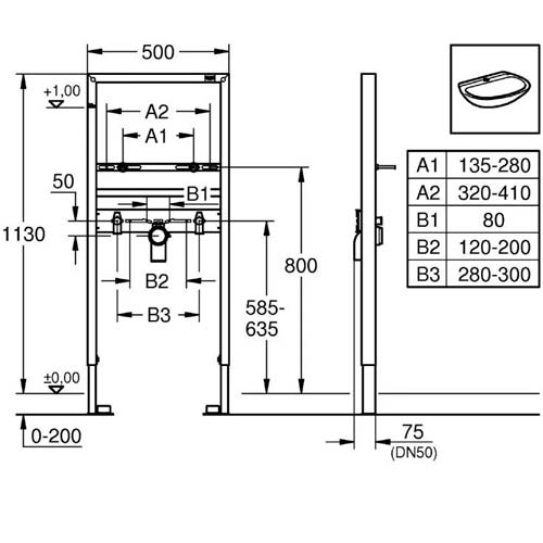 Инсталляция для раковины Grohe Rapid SL 1,13 м со звукоизоляцией подключений (38554001)
