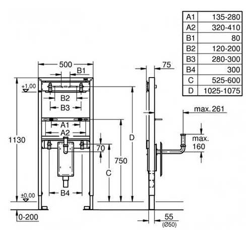 Инсталляция для раковины Grohe Rapid SL со встроенным сифоном (38625001)