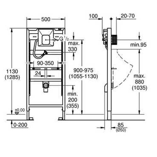 Инсталляция для писсуара Grohe Rapid SL 1,13 м (38803001)