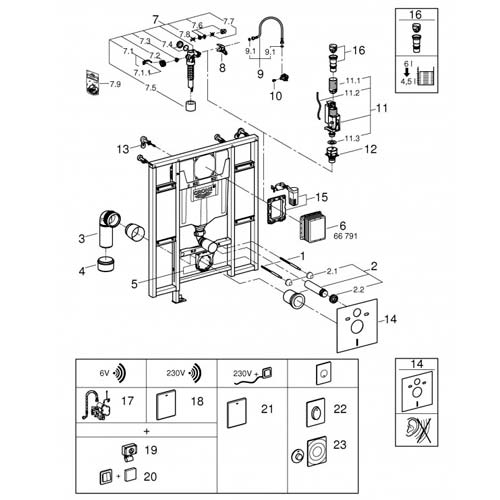 Инсталляция для унитаза Grohe Rapid SL с креплением для поручней (39140000)