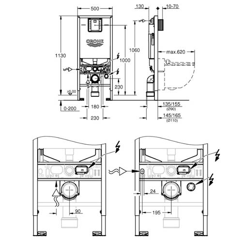 Инсталляция для унитаза Grohe Rapid SLX с звукоизол. прокладкой (39598000)