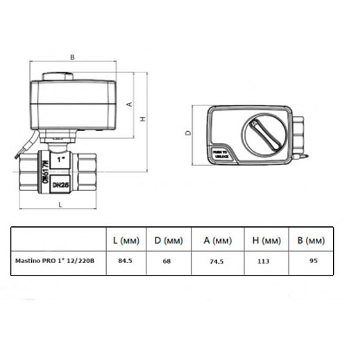 Кран кульовий з електроприводом Mastino 220В 1" (006307)