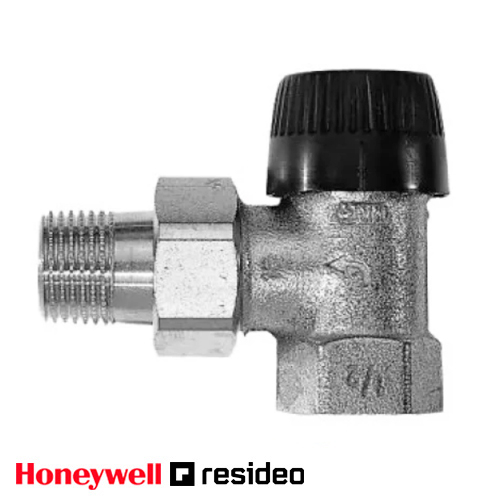 Кран радіаторний кутовий Resideo (Honeywell) V2000EB з вставкою ВВ 1/2" (V2000EBB15)