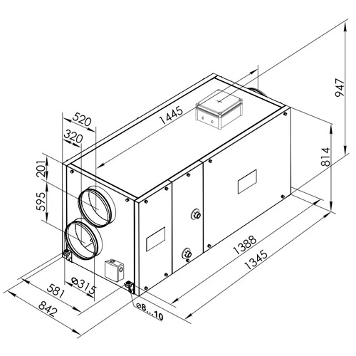 Припливно-витяжна установка з рекуперацією тепла Вентс ВУТ 1500 ВГ-4 Л
