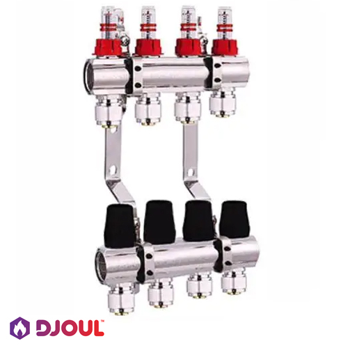 Коллектор для теплого пола Djoul | на 4 выхода | 1"x3/4" Euro (DJ2016204A-e)