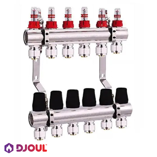 Коллектор для теплого пола Djoul | на 6 выходов | 1"x3/4" Euro (DJ2016206A-e)