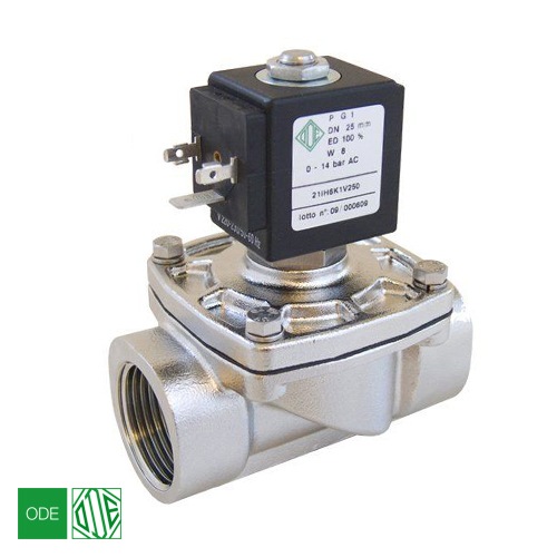 Электромагнитный клапан ODE 21IH7K1V350 NC 1 1/4", ΔPmin/max=0/14 бар, kv=300, FKM (-10...+140°С)