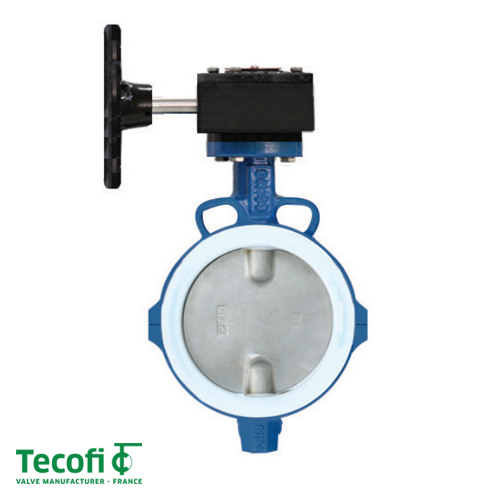 Задвижка Баттерфляй Tecofi TecFlon VP 4449-08 ДУ 200 с редуктором | 190°С PTFE
